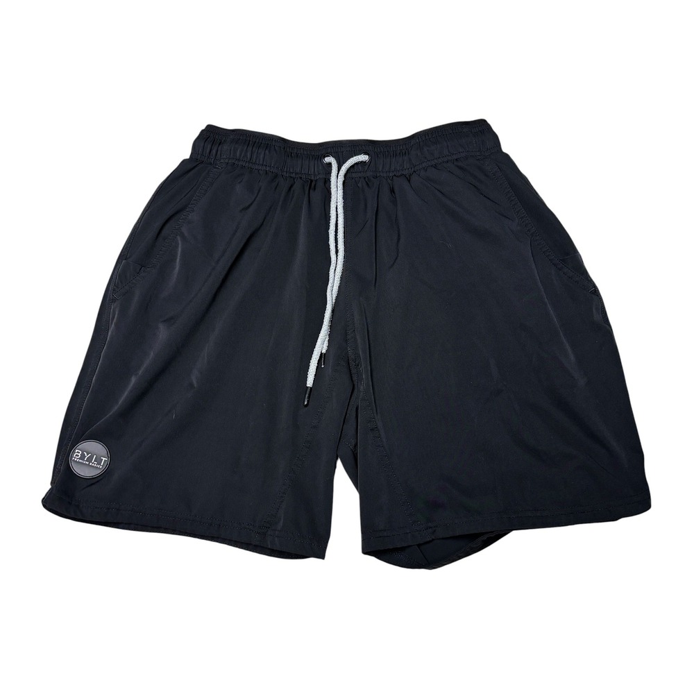 BYLT Premium Basics Mens Athletic Shorts Black Zipper Pocket Drawstring S L8